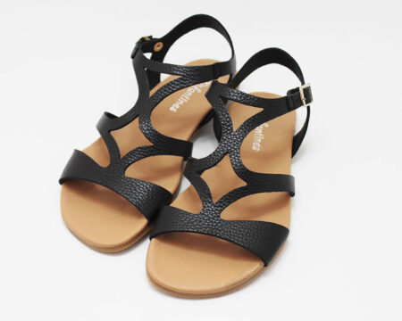 Sandalias barefoot mujer diseño tiras negro
