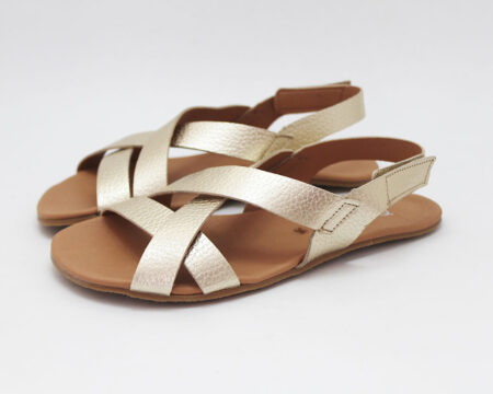 Sandalias barefoot mujer tiras dorado