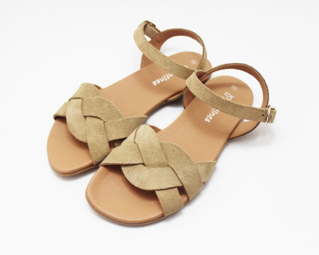 Sandalias barefoot mujer trenzado serraje camel