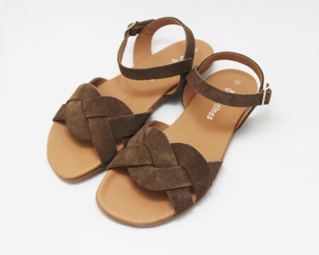 Sandalias barefoot mujer trenzado serraje lodo