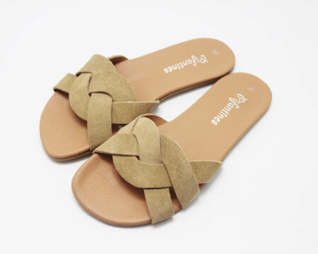 Sandalias barefoot mujer trenzado serraje camel