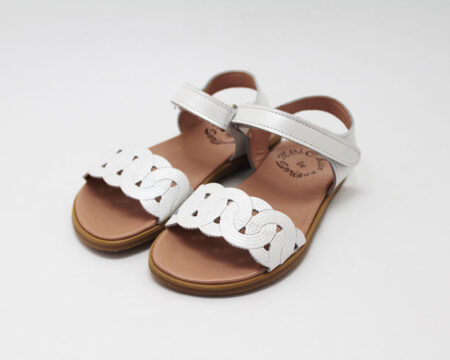 Sandalias barefoot niña blanco círculos