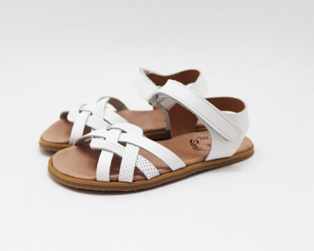 Sandalias barefoot niña nacarado blanco